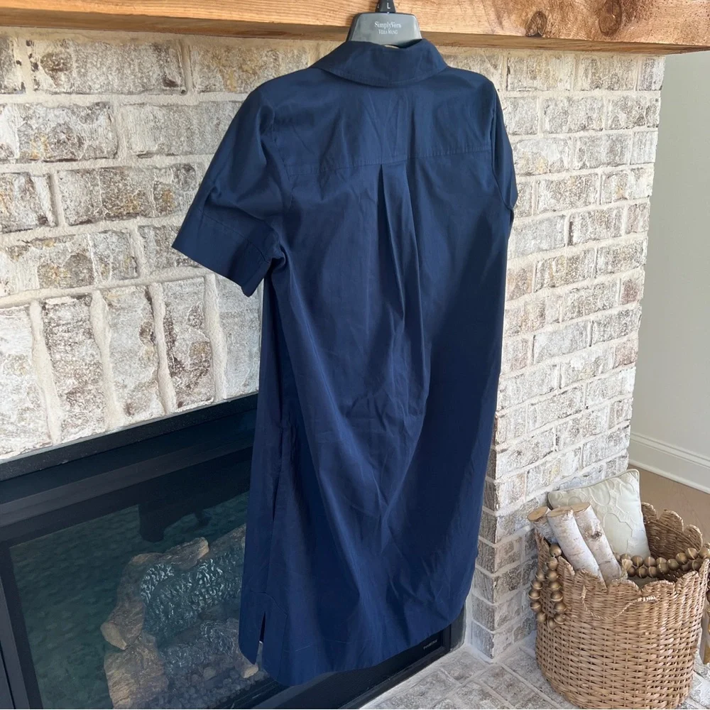 Diane Von Furstenberg Dress Navy Blue Short Sleeve Shirt Dress 6 DVF Designer - Picture 8 of 14